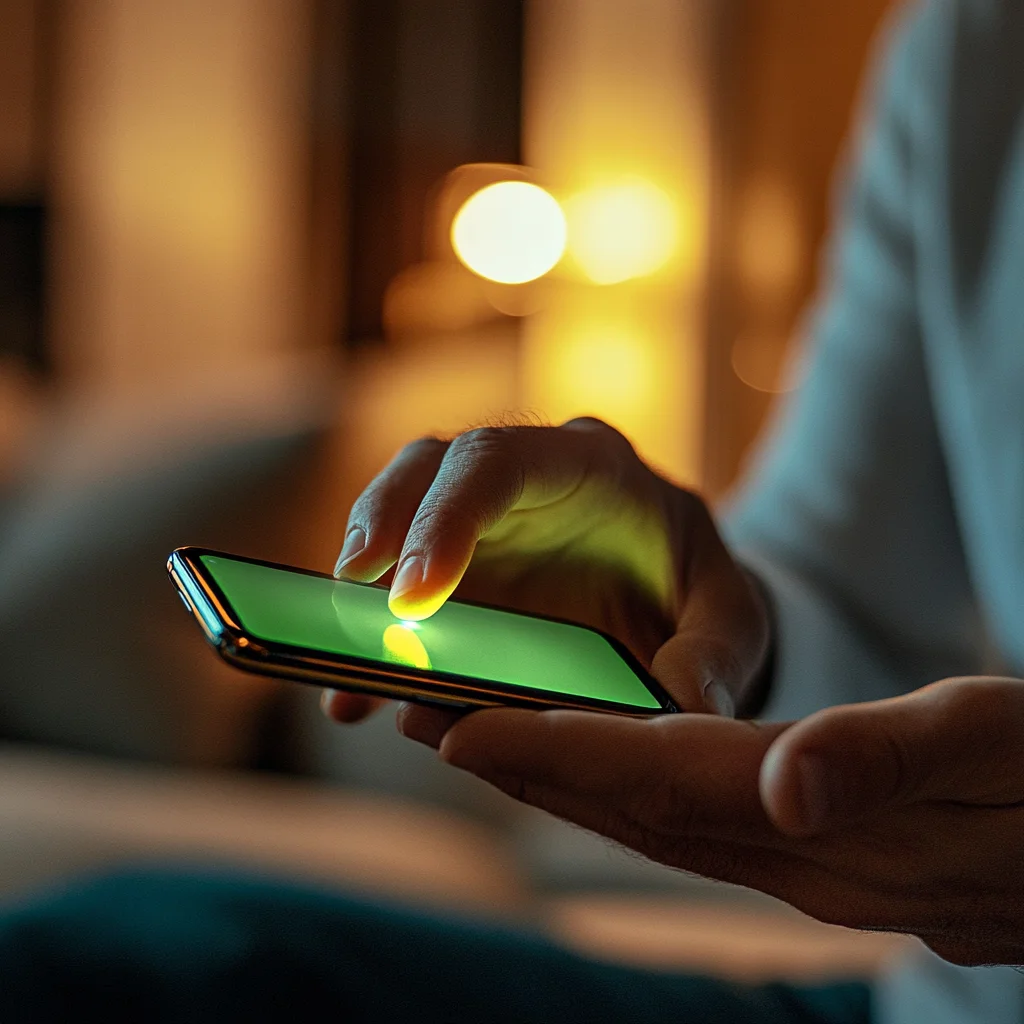 American man pressing apply button on smartphone for iou home improvement loan
